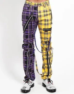 SPLIT LEG BONDAGE PANT PURPLE/YELLOW PLAID Soft Fabric Chilly Day Ready