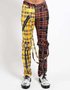 SPLIT LEG BONDAGE PANT YELLOW/BLACK PLAID Flexibility Built-In Office Friendly