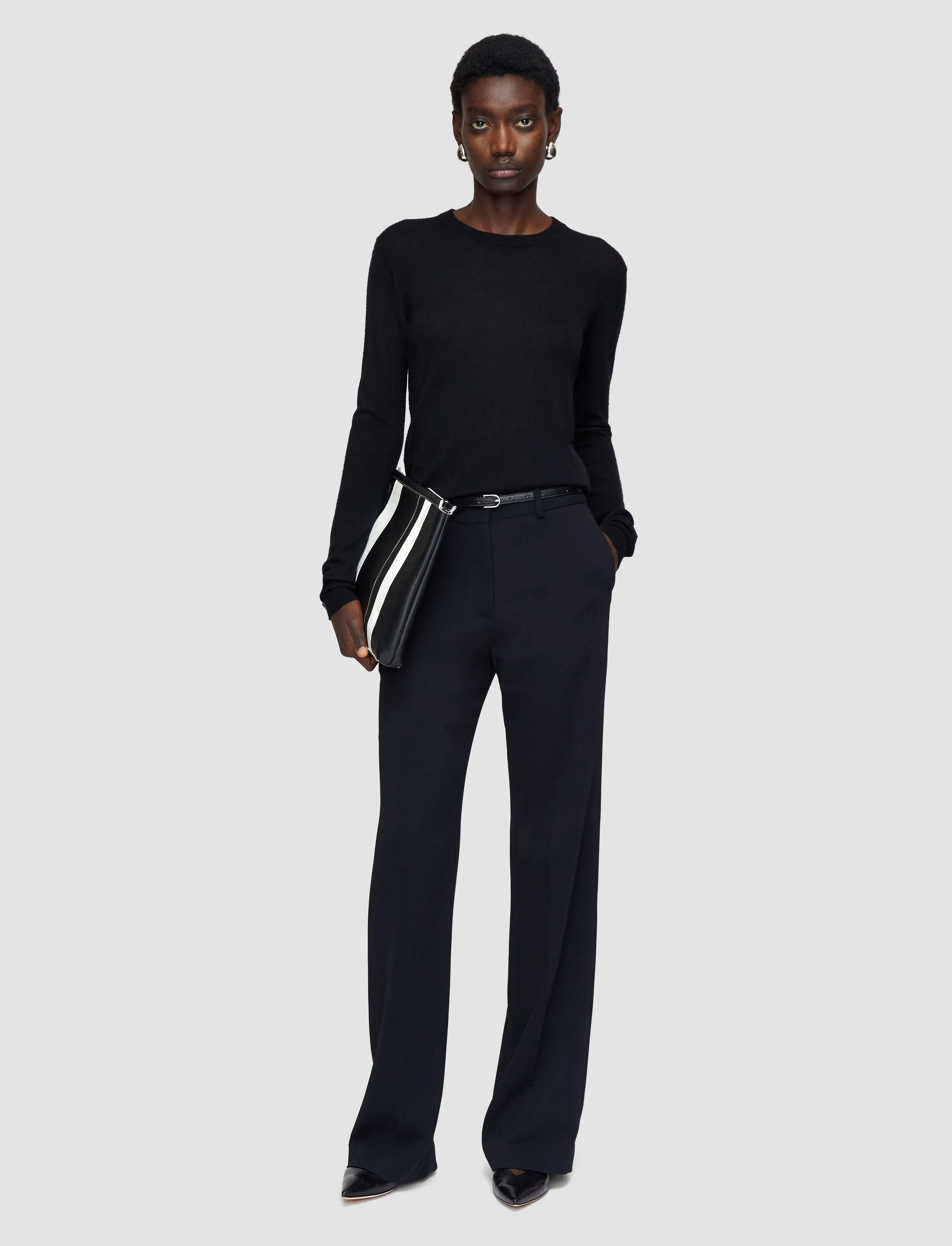 Cashair Round Neck Jumper Under Jacket WrinkleResistant Knit Structure