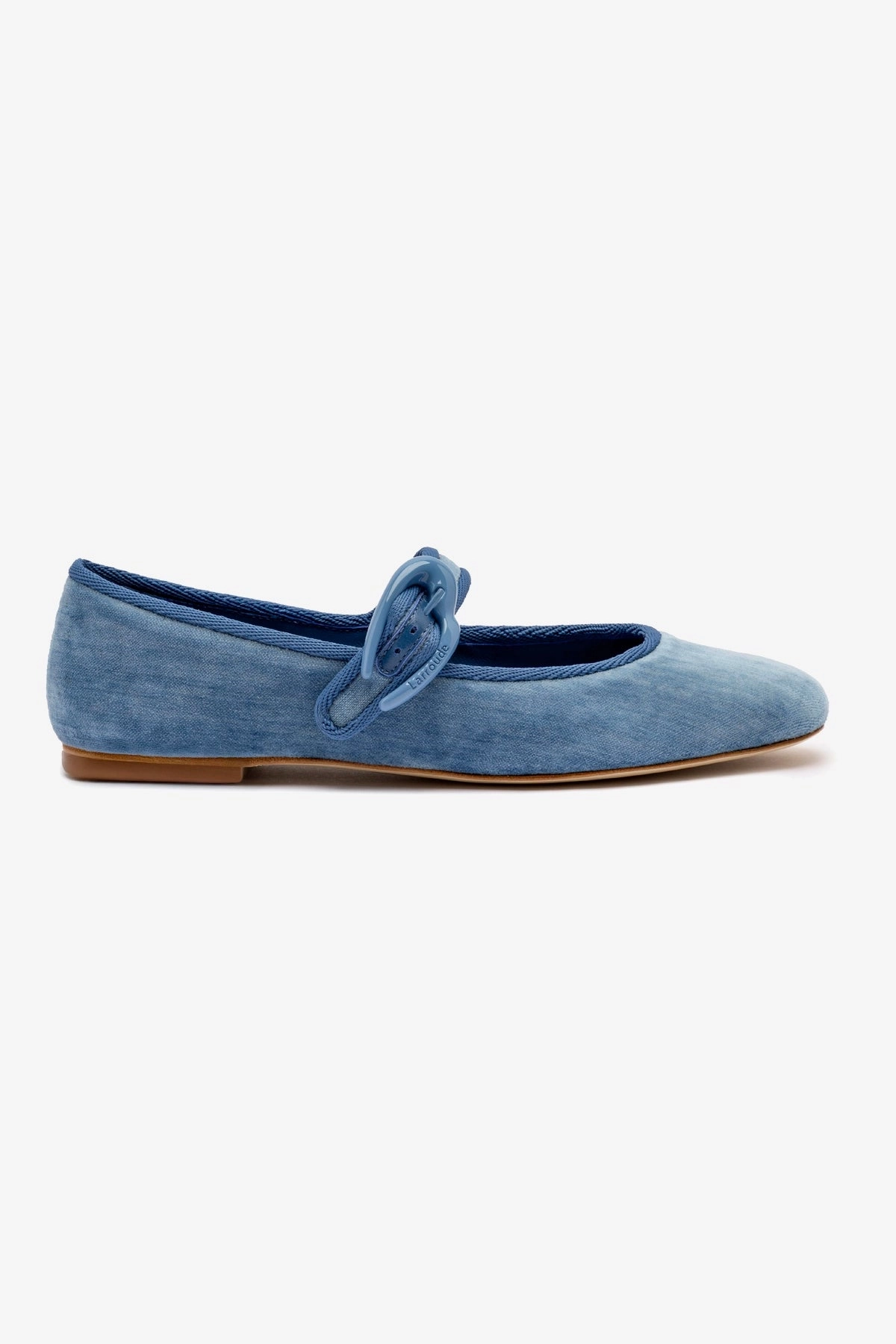 Verona Ballet Flat In French Blue Velvet Stable Easy To Clean
