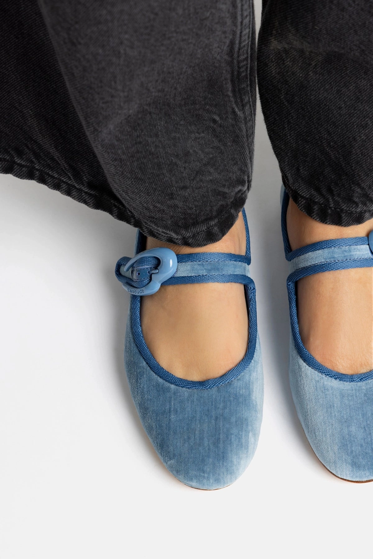 Verona Ballet Flat In French Blue Velvet Move Bold Rain Step