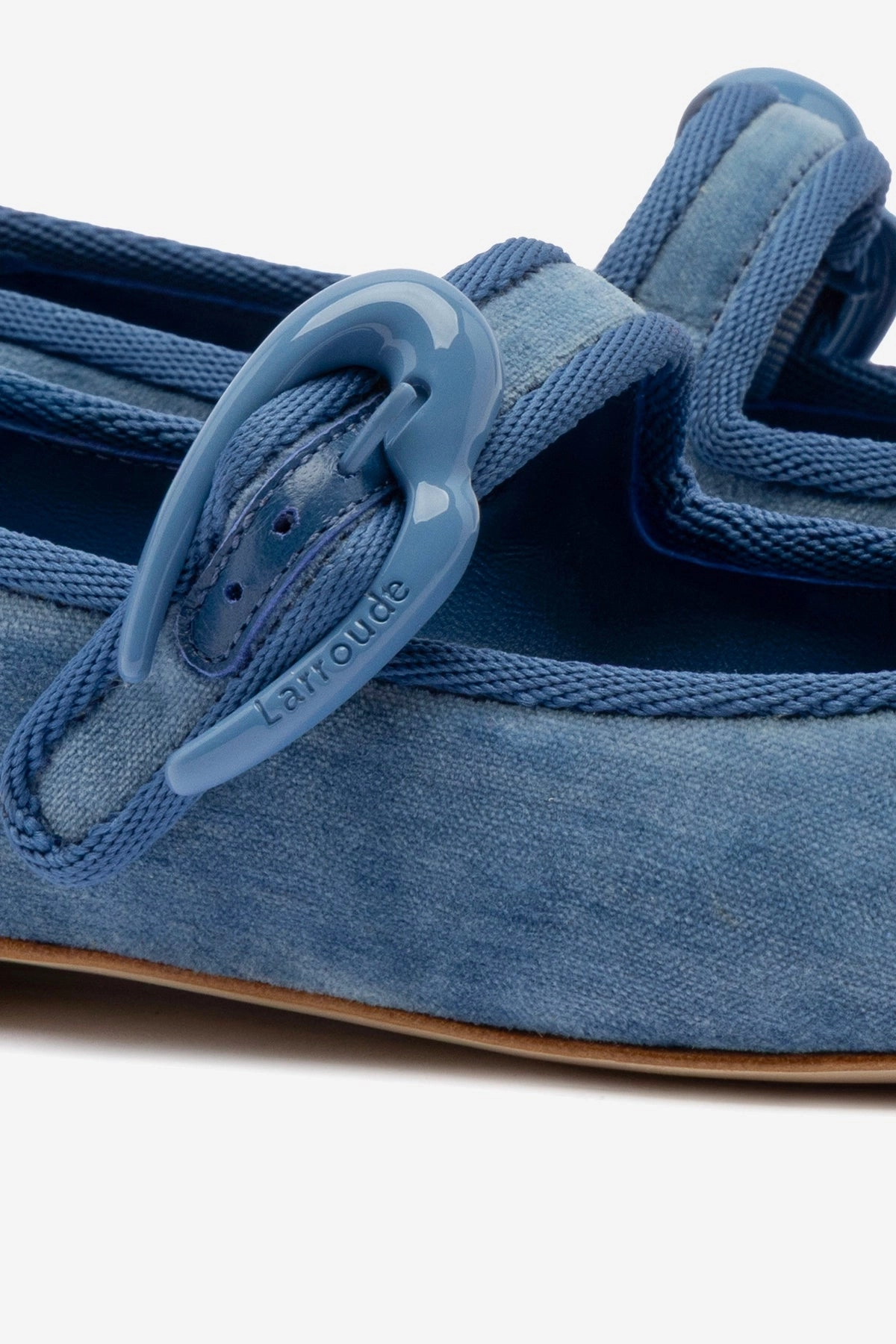 Verona Ballet Flat In French Blue Velvet Reinforced Heel Cup