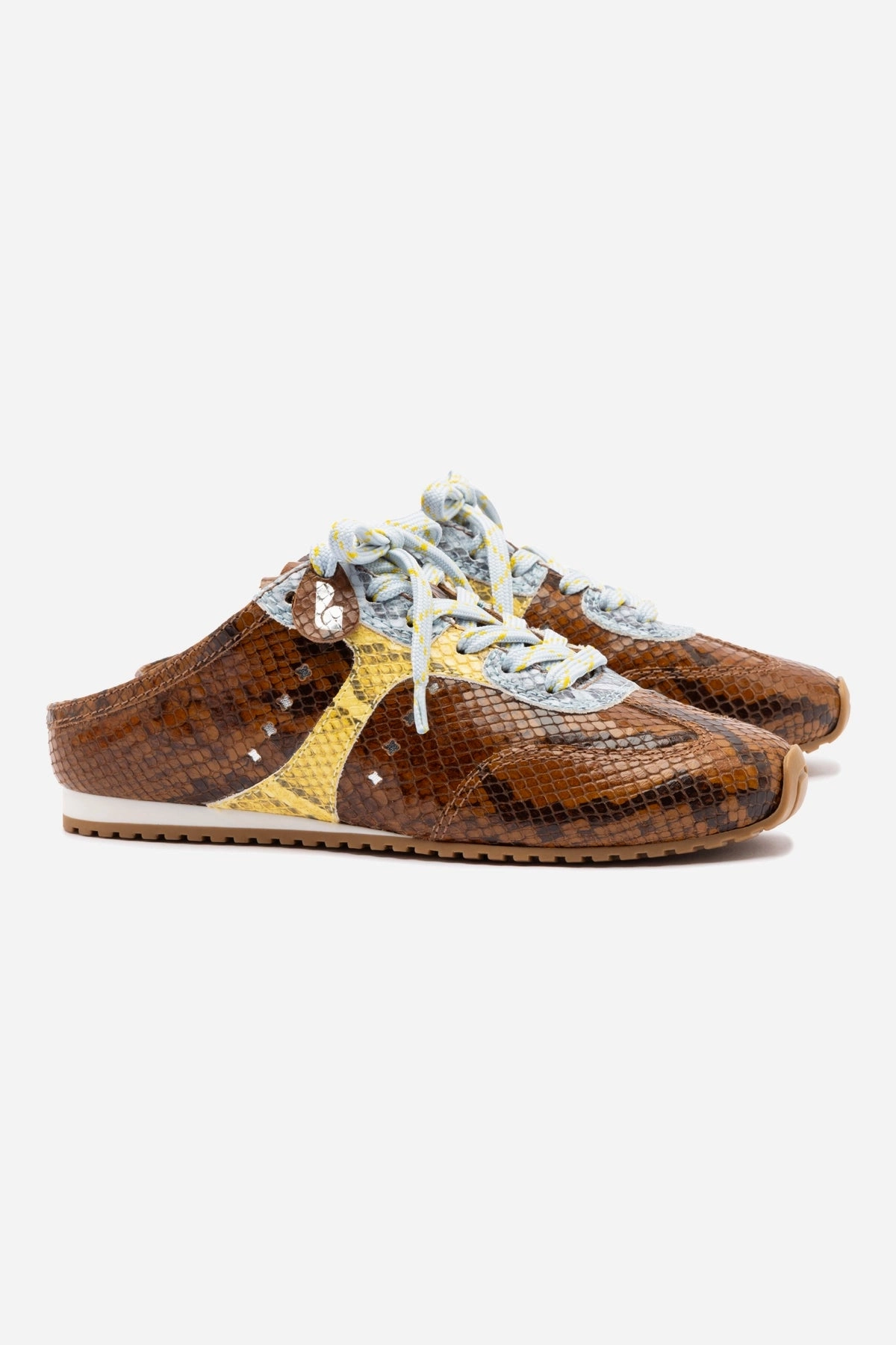 Stella Mule In Python Printed Leather Elastic laces Comfort