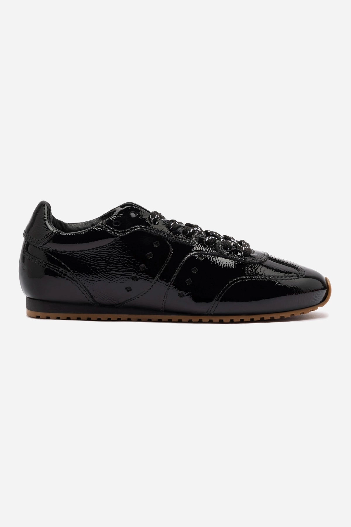 Stella Sneaker In Black Patent Leather Balanced Design