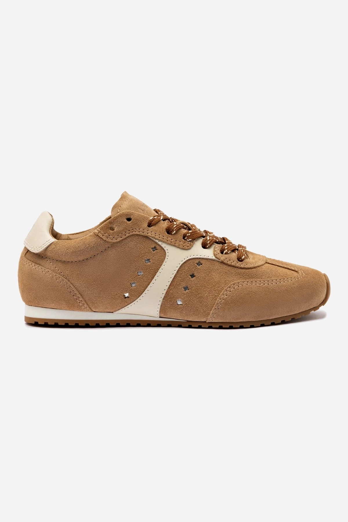Stella Sneaker In Peanut Suede Easy Fasten System