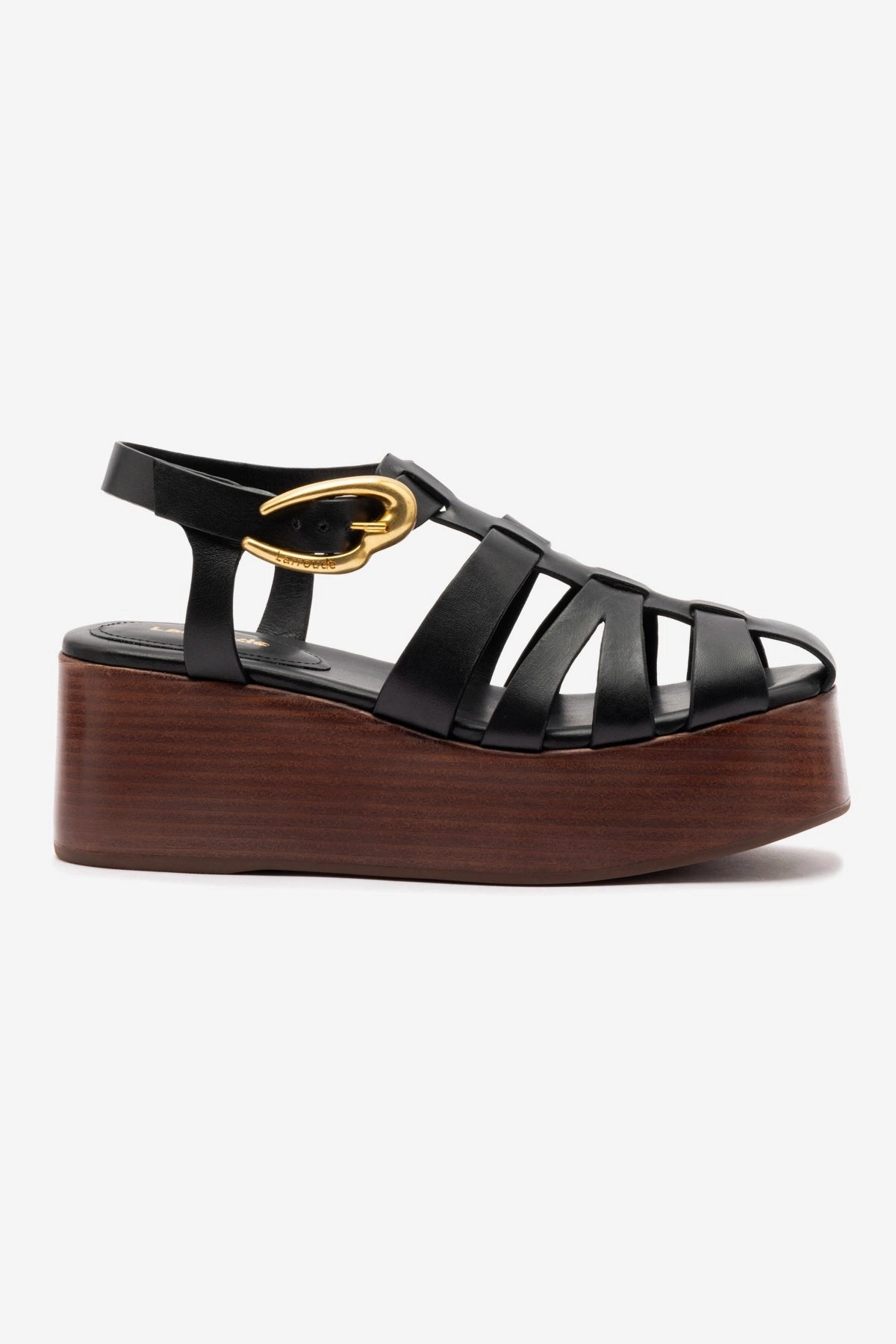 Stevie Verona Flatform Sandal In Black Leather Flexible Arch Support Commute Light