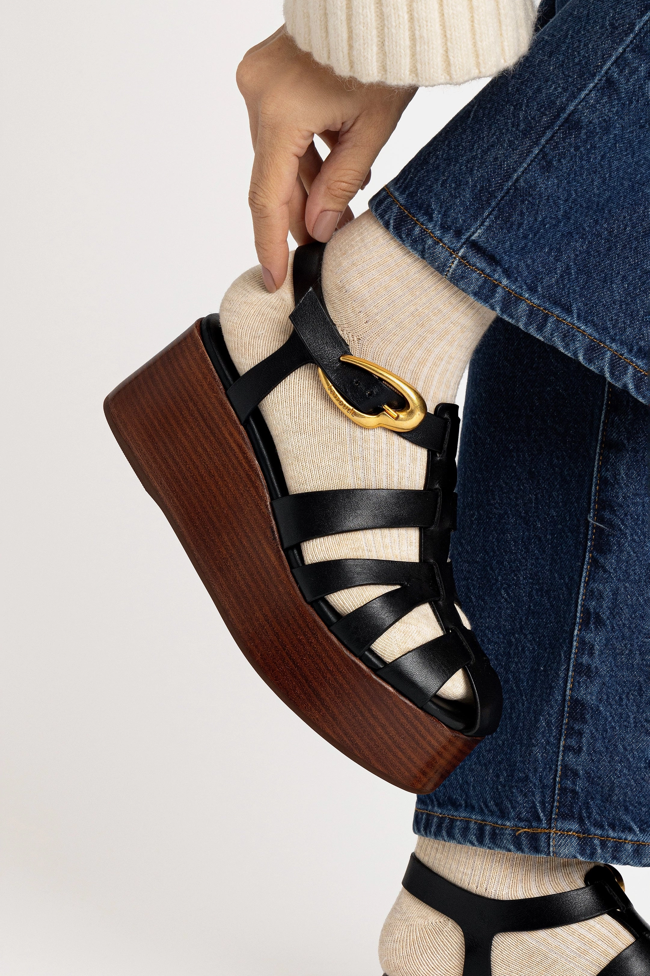 Fashion Glow Stevie Verona Flatform Sandal In Brown Leather