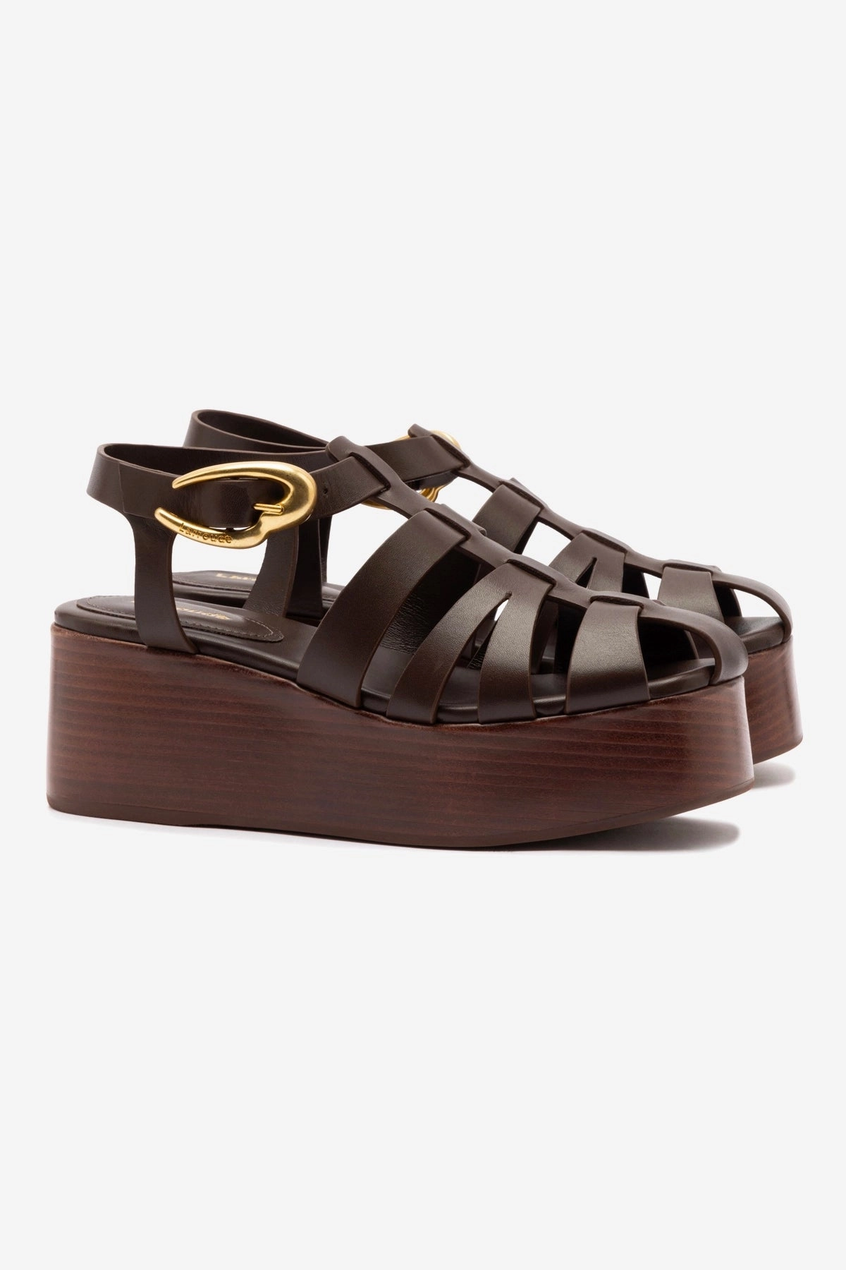 Stevie Verona Flatform Sandal In Brown Leather Road Long