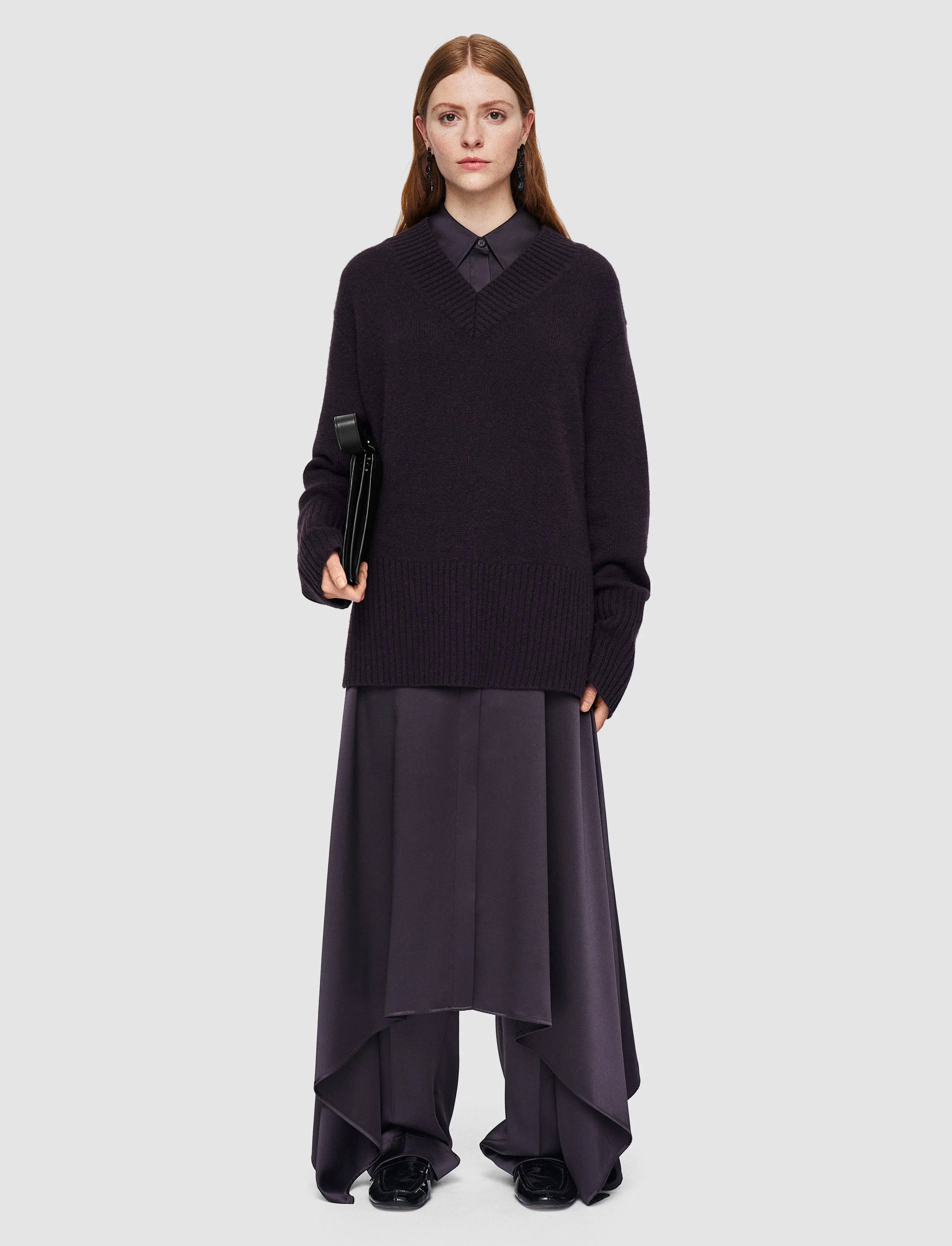 Multi Look FourWay Stretch Design Luxe Cashmere V Neck Jumper