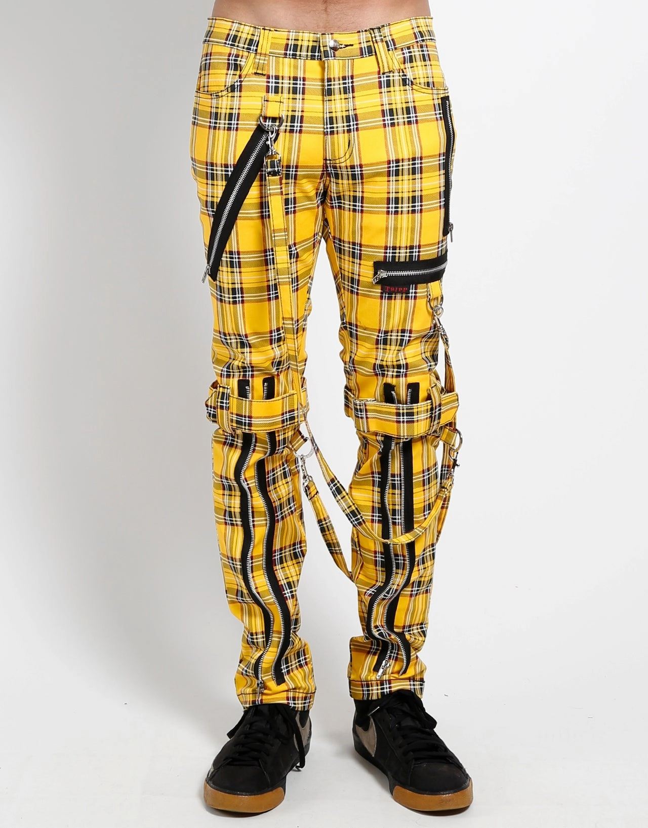 BONDAGE PANT YELLOW PLAID Abrasion Resistant Panels Body shaping