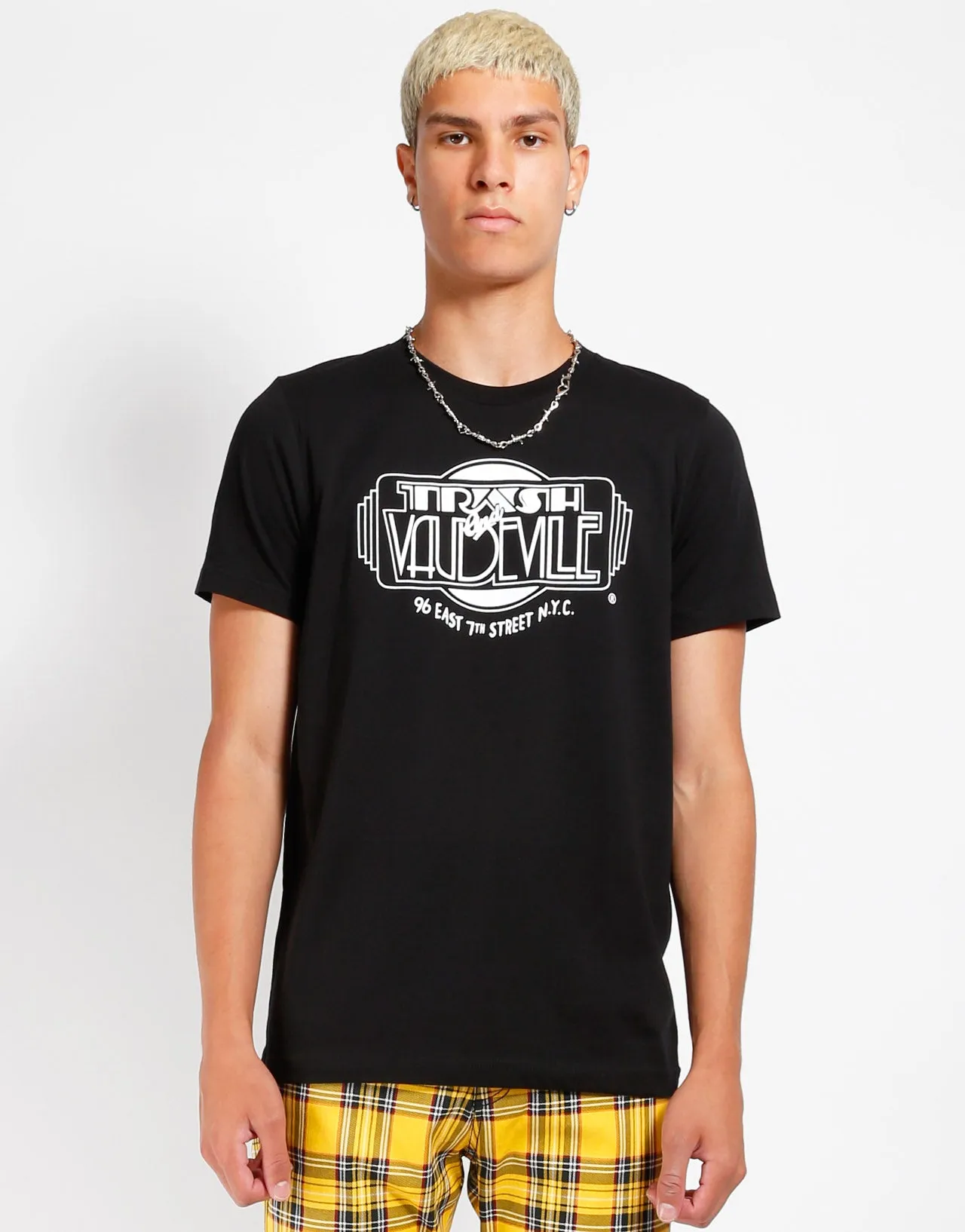 Black & White Trash & Vaudeville Logo T-Shirt ButterSoftTexture Reflective Trim