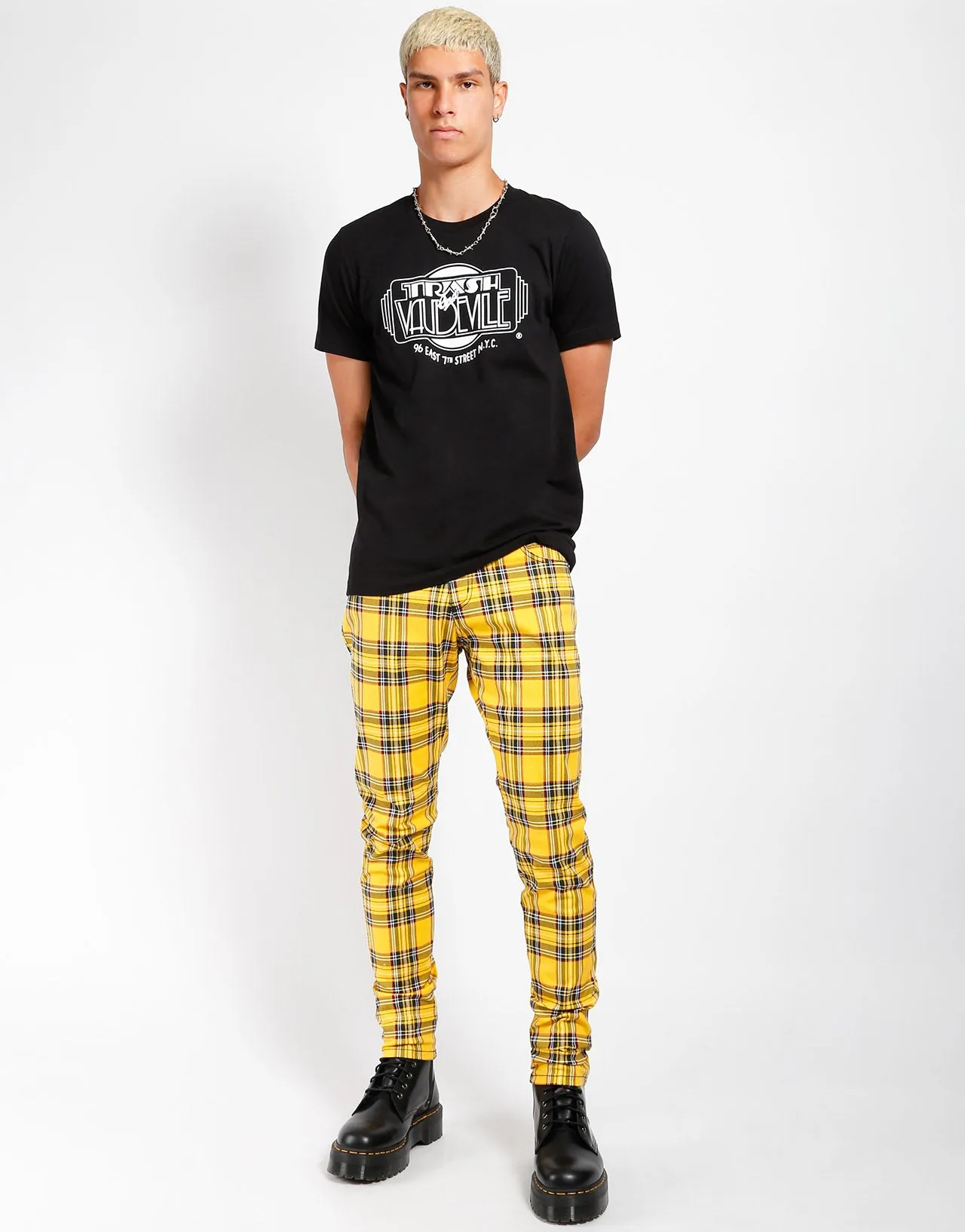 Black & White Trash & Vaudeville Logo T-Shirt Ribbed Trims