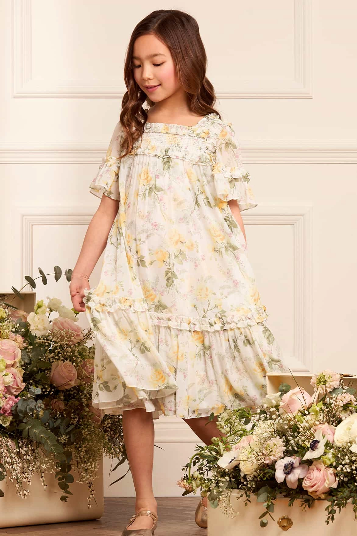 OrganicCotton Rose Bella Chiffon Kids Dress