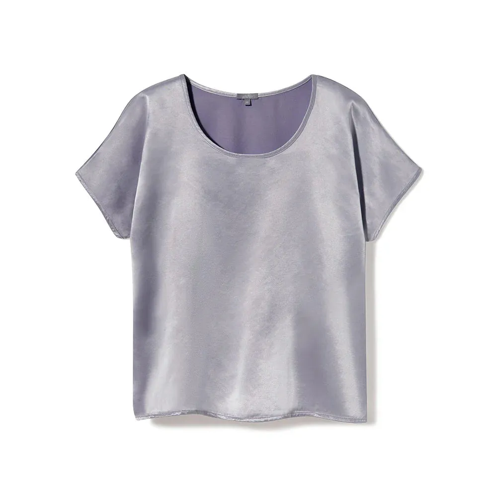 Interlock Stitch Detail Stretch Fabric PJ Harlow Roxxy Tee in Lavender