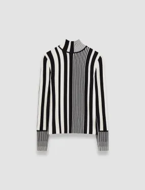 Mid layer Stripes and Pleats High Neck Jumper