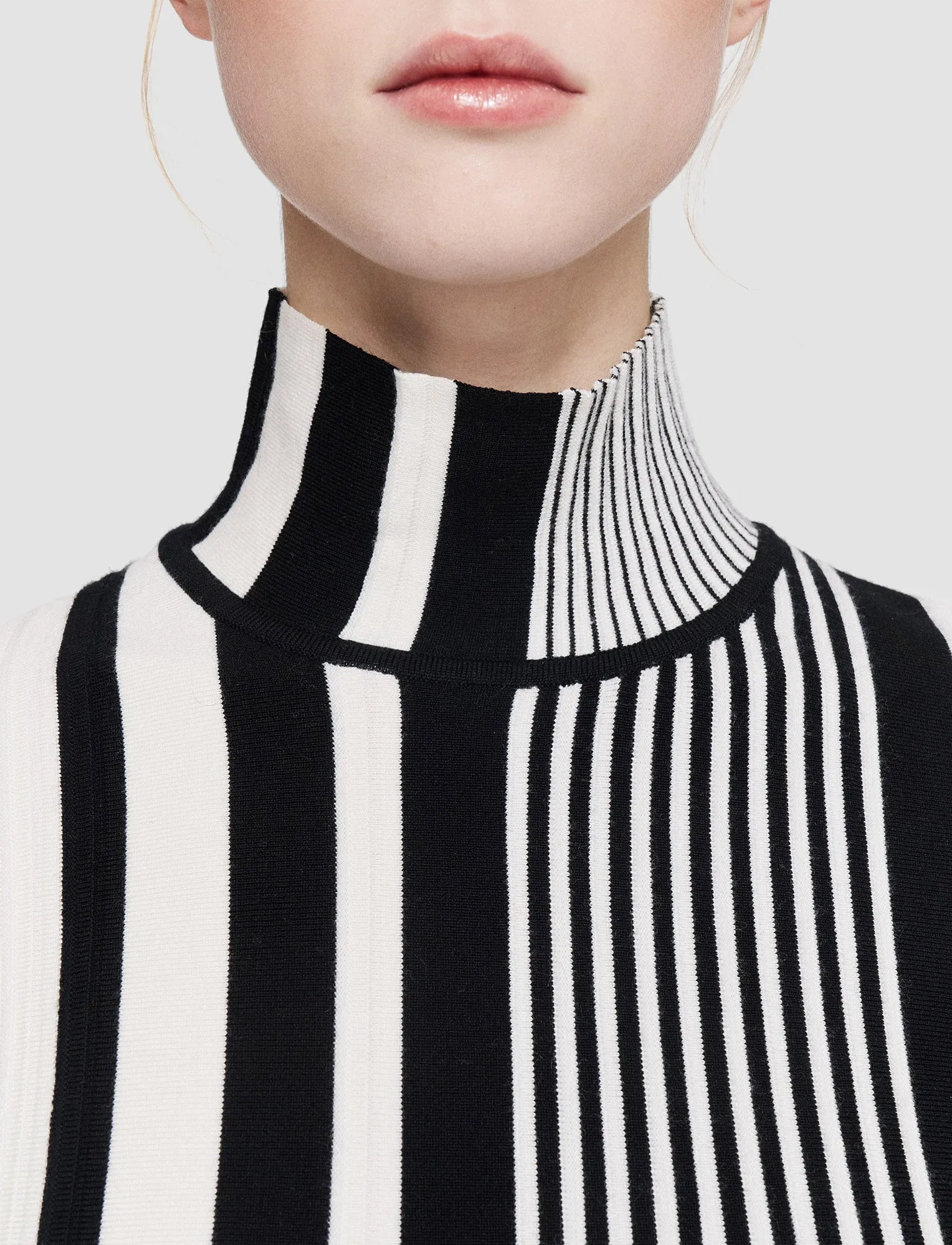 Stripes and Pleats High Neck Jumper Early Chill Relaxed Layer