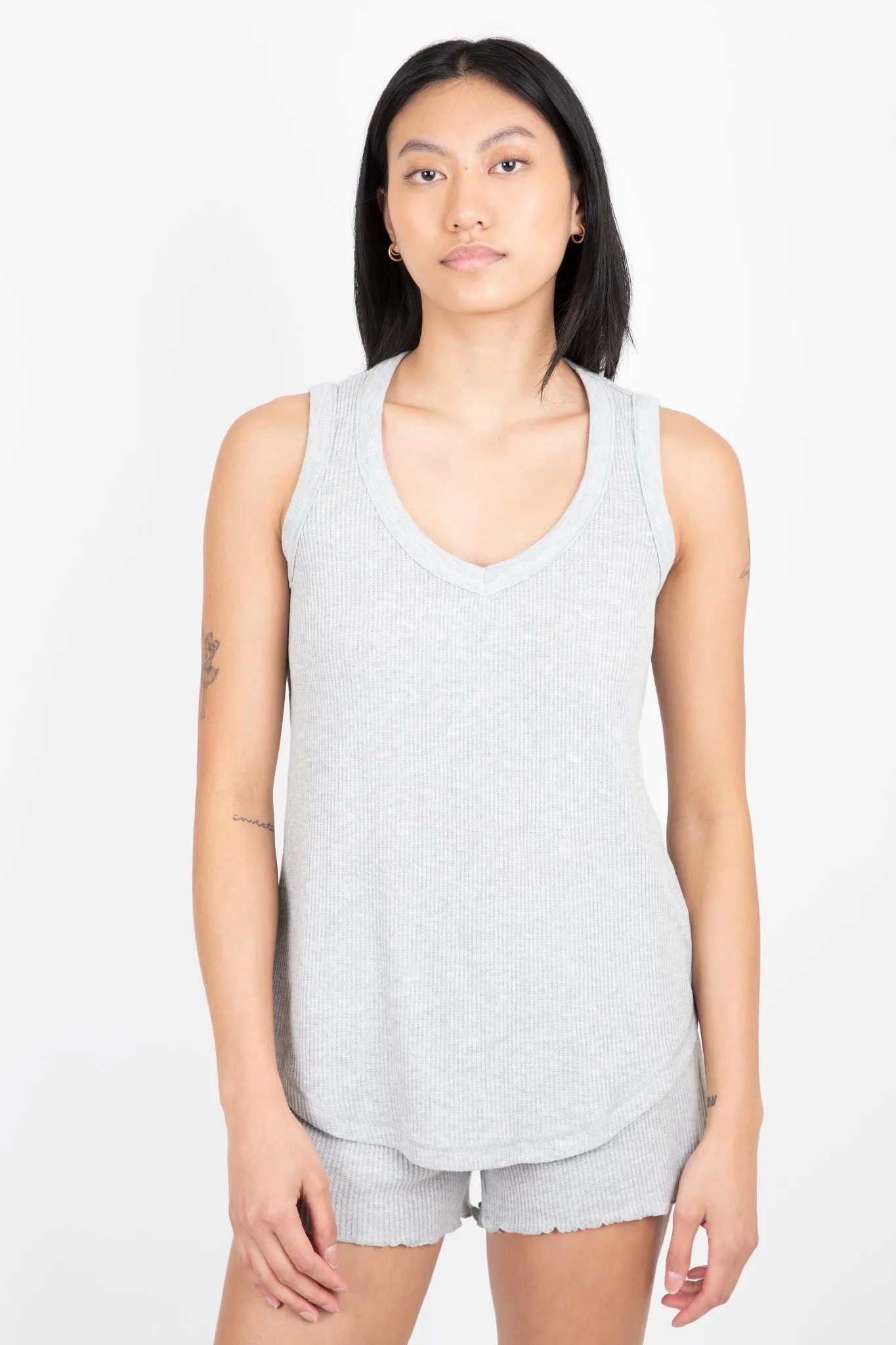 Textured Essentials Tank HighNeckCut Non Slip Shoulder Seams