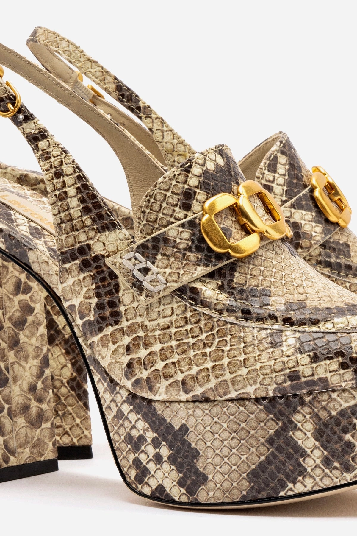 Harrington Loafer Hi In Neutral Snake Stamped Leather Wear Resistant Outsole