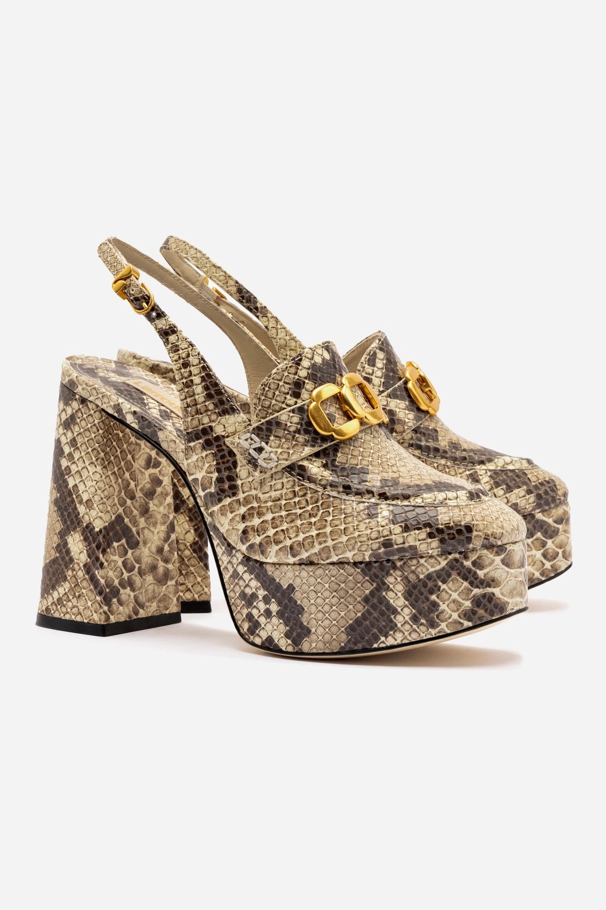 Harrington Loafer Hi In Neutral Snake Stamped Leather Ankle Support