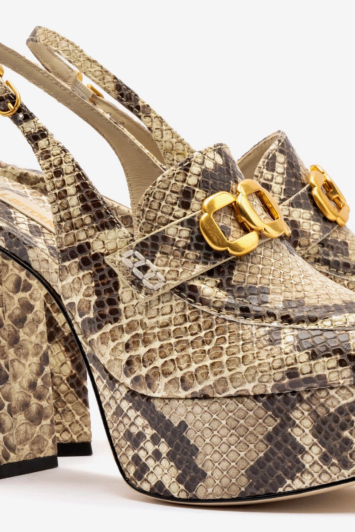 Harrington Loafer Hi In Neutral Snake Stamped Leather Dark Edge