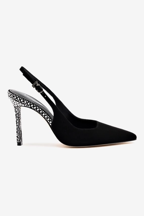 Padded Collar Support Kaitlan Crystal Pump In Black Suede
