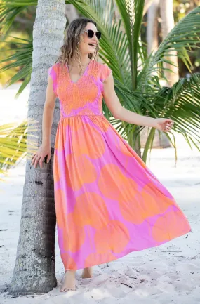 Malibu Dress / Magenta Fan Coral Soft Fabric