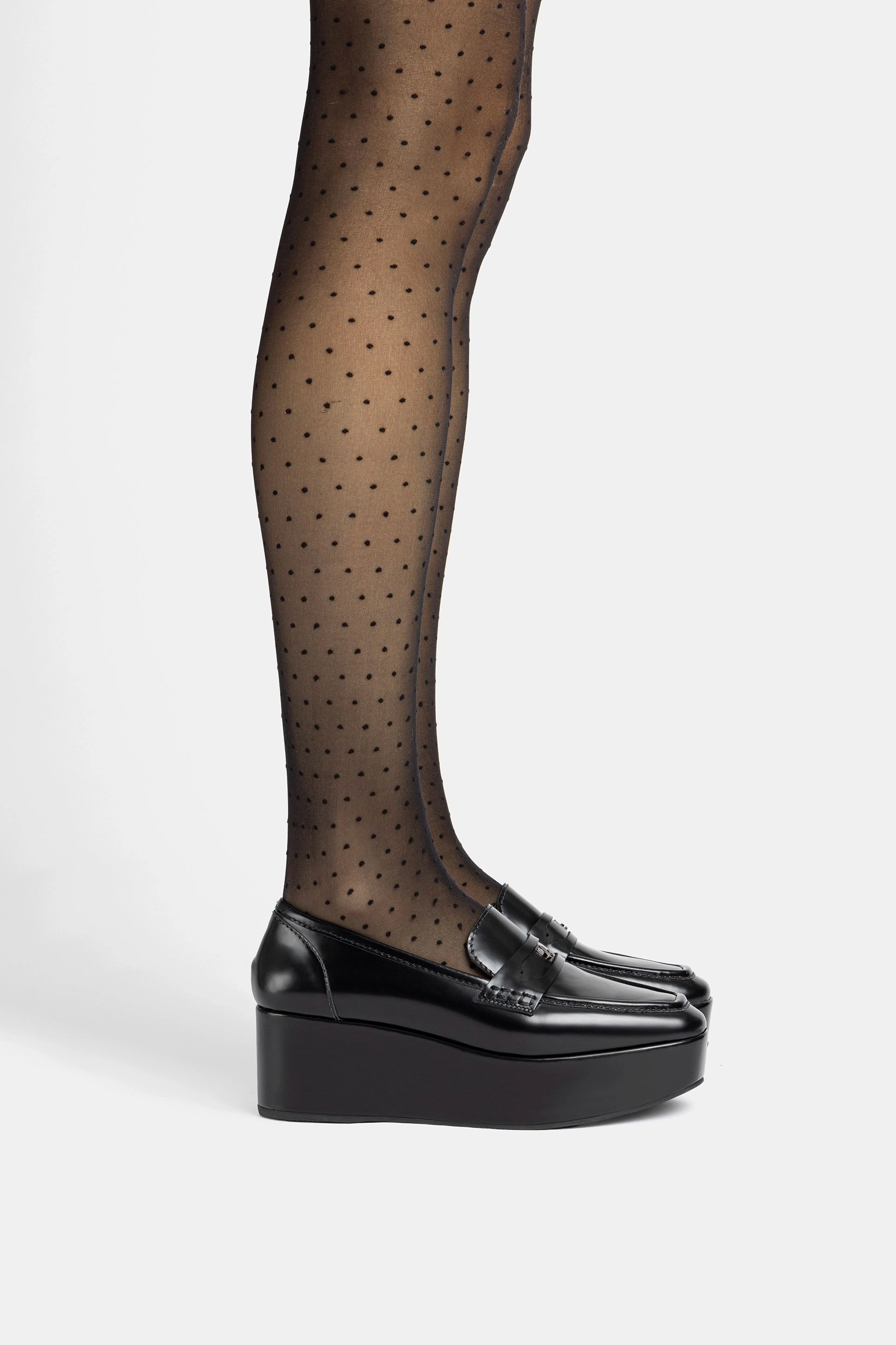 Media Pop Wide Base Stabilization Suki Flatform Loafer In Black Box Leather