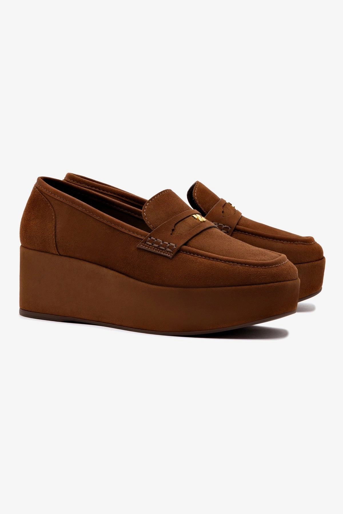 Toe box Suki Flatform Loafer In Burnt Umber Suede