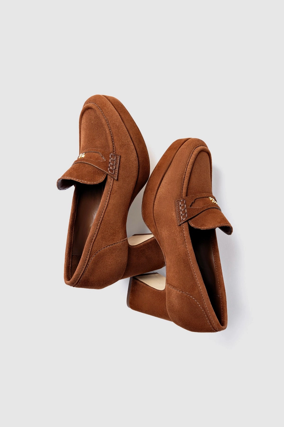 Style Goal Ankle Support Suki Platform In Burnt Umber Leather