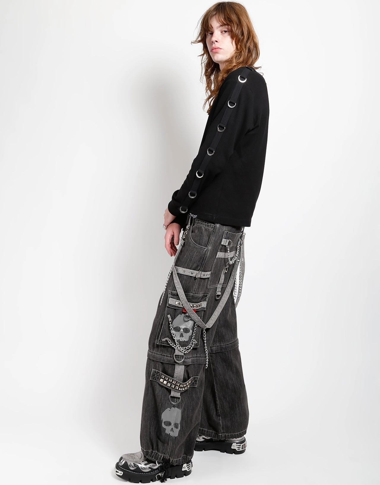 Fashion Fit Chafe Free SUPER SKULL DENIM PANT GREY SKULL