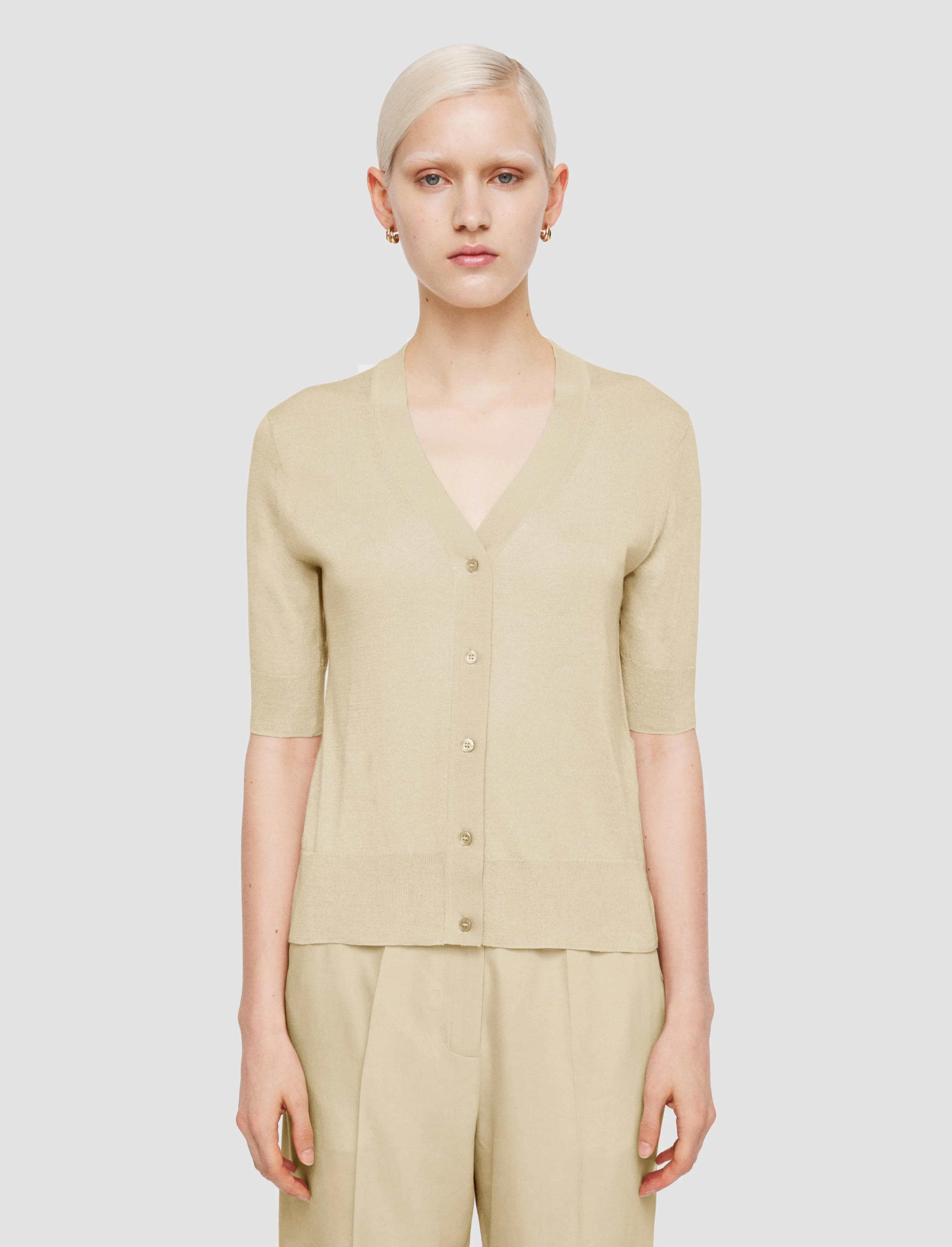 Superfine Cotton Silk Cardigan Flexible Seam Structure