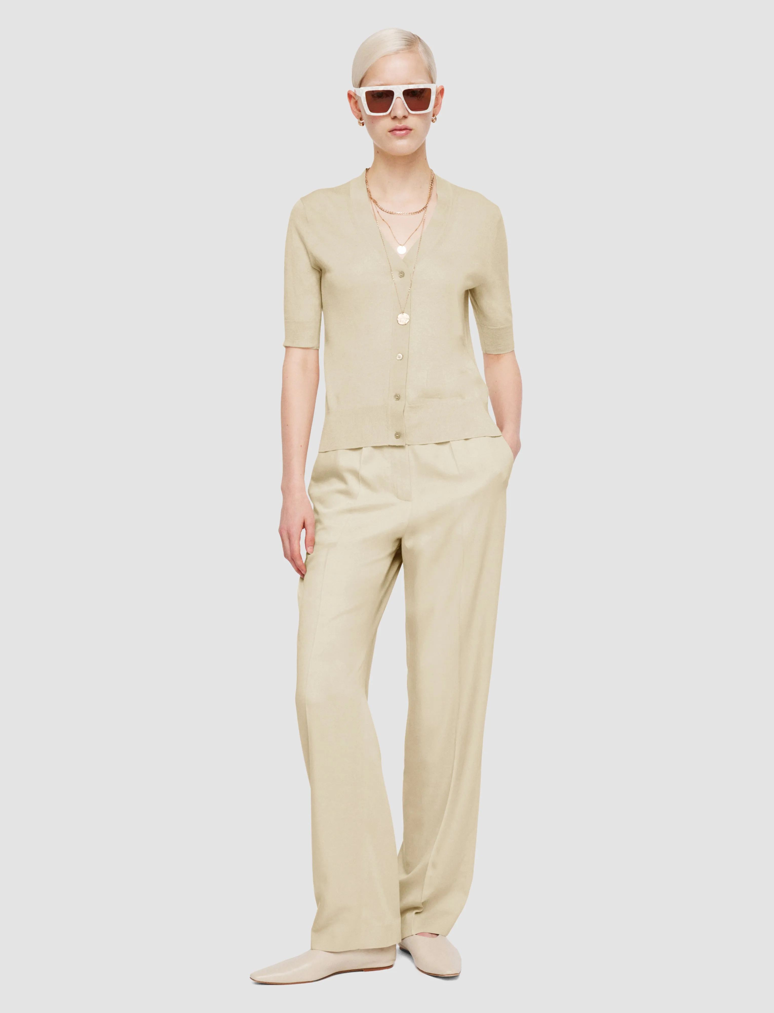 Superfine Cotton Silk Cardigan Street Comforted Minimalist Button Placket