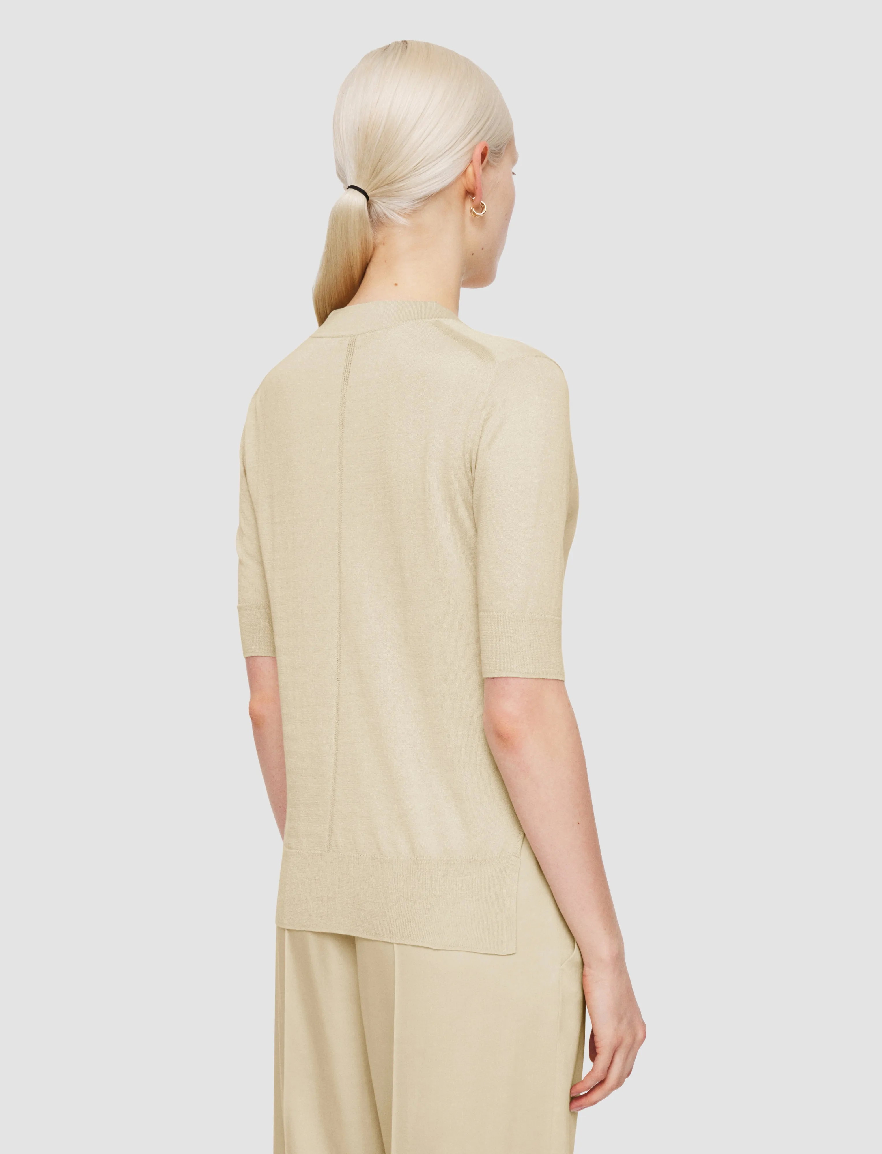 Reflective Yarn Accent Classic Pick Superfine Cotton Silk Cardigan