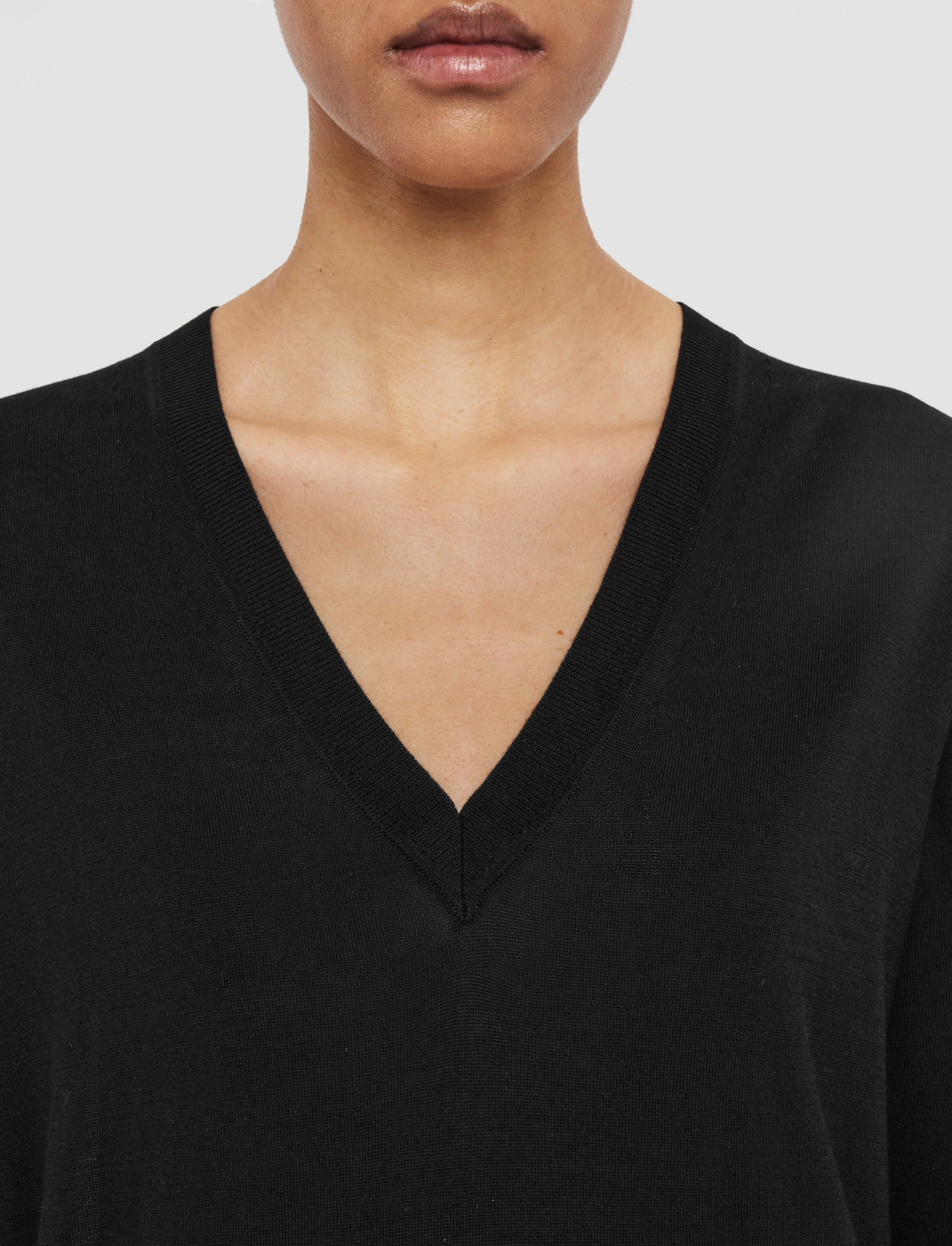 Non Irritating Superfine Cotton Silk V Neck Jumper