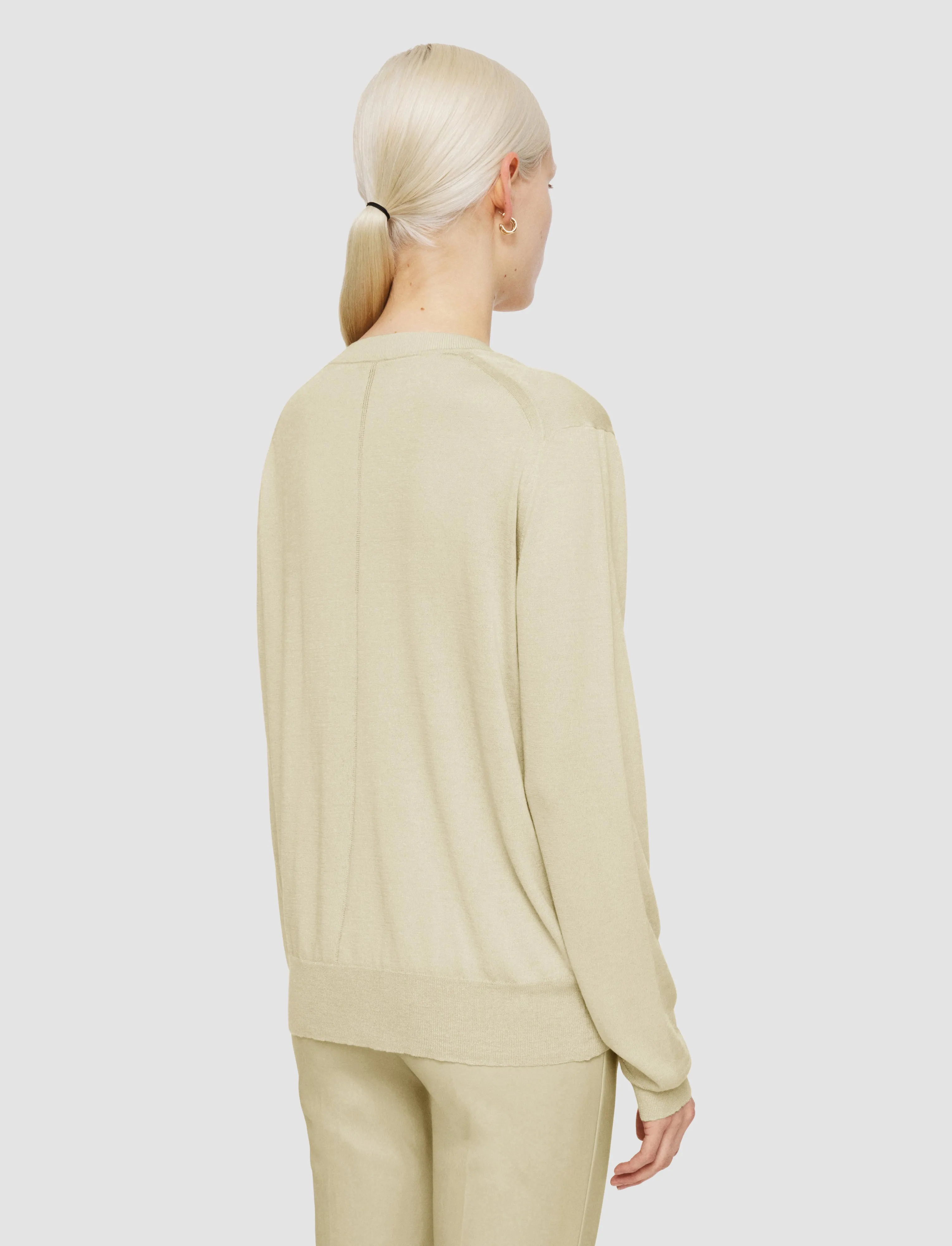 Light Warmth Superfine Cotton Silk V Neck Jumper