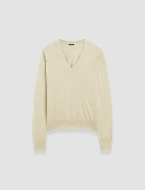 Superfine Cotton Silk V Neck Jumper Fresh Layer Neutral palette