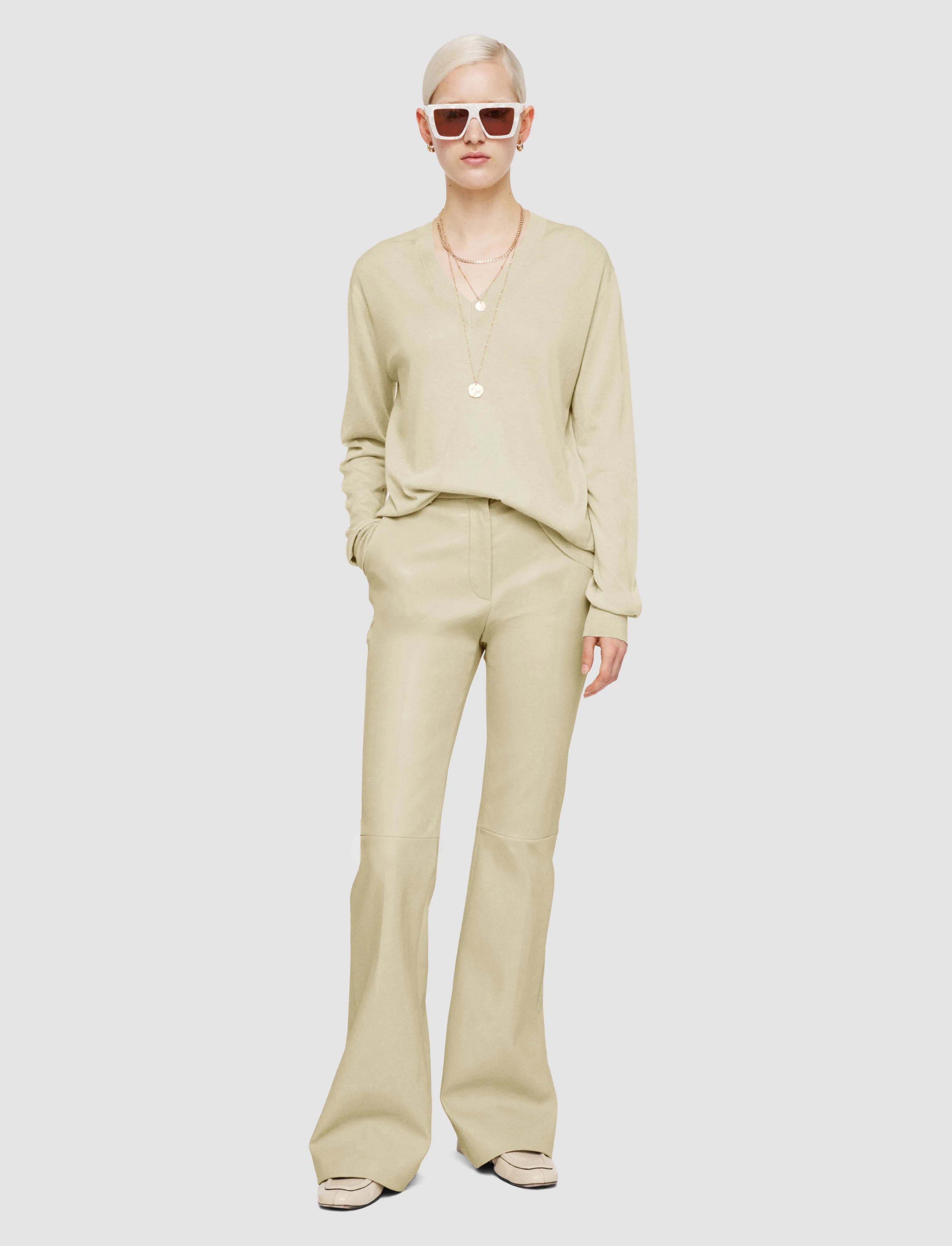 Superfine Cotton Silk V Neck Jumper Cozy Fleece WaterRepellent Finish