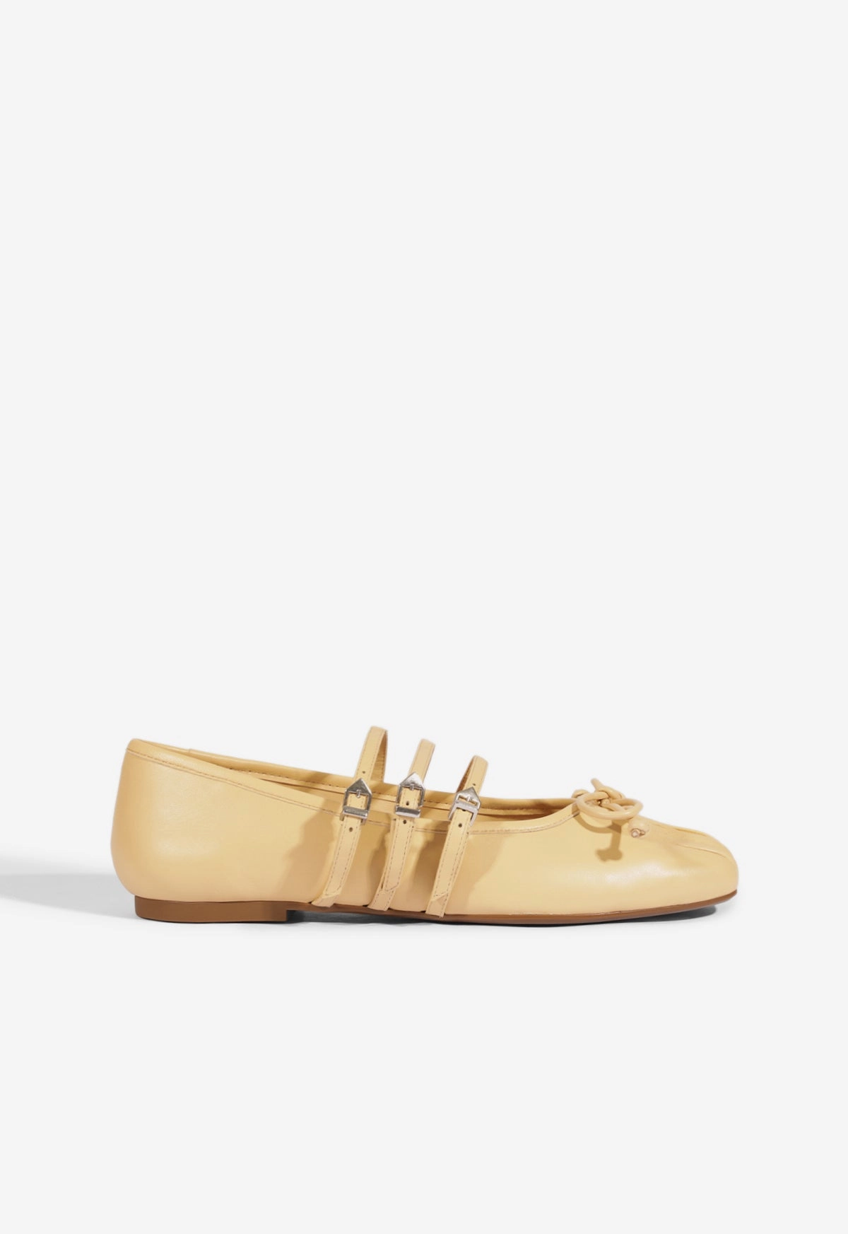 Flexibility Feature Arissa Beige Leather Ballet Flat