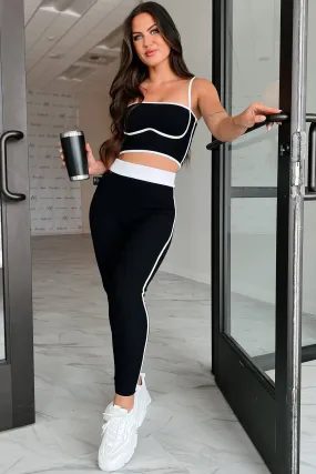 Elevate Your Game Ribbed Athleisure Set (Black) Carbon Infused Fabric