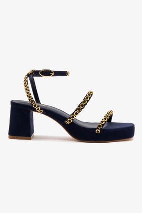 Gio Milanina Sandal In Navy Suede Durable Build Minimalist Fans