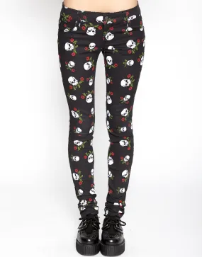 Hiking Gear T Back Jeans Skull & Roses Print