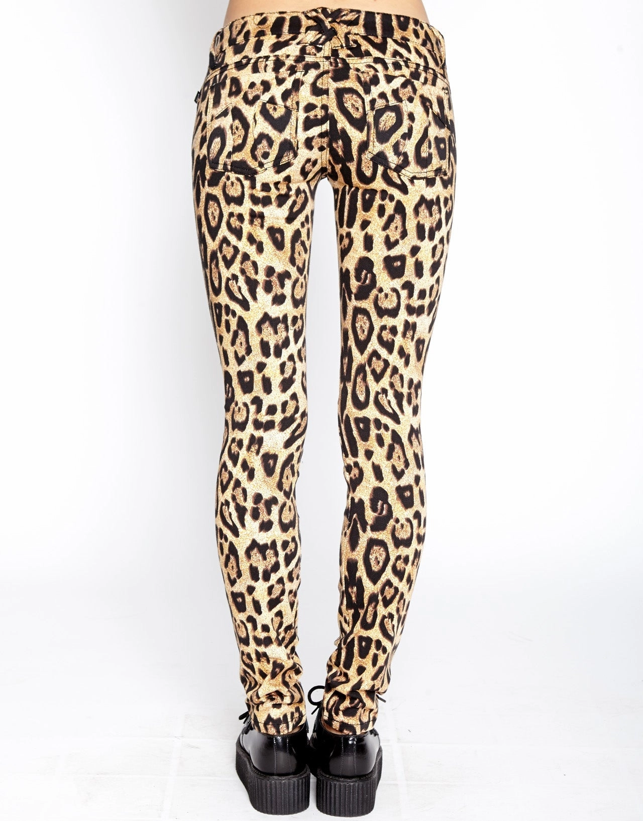 T Back Jeans Leopard Print Perfect Length
