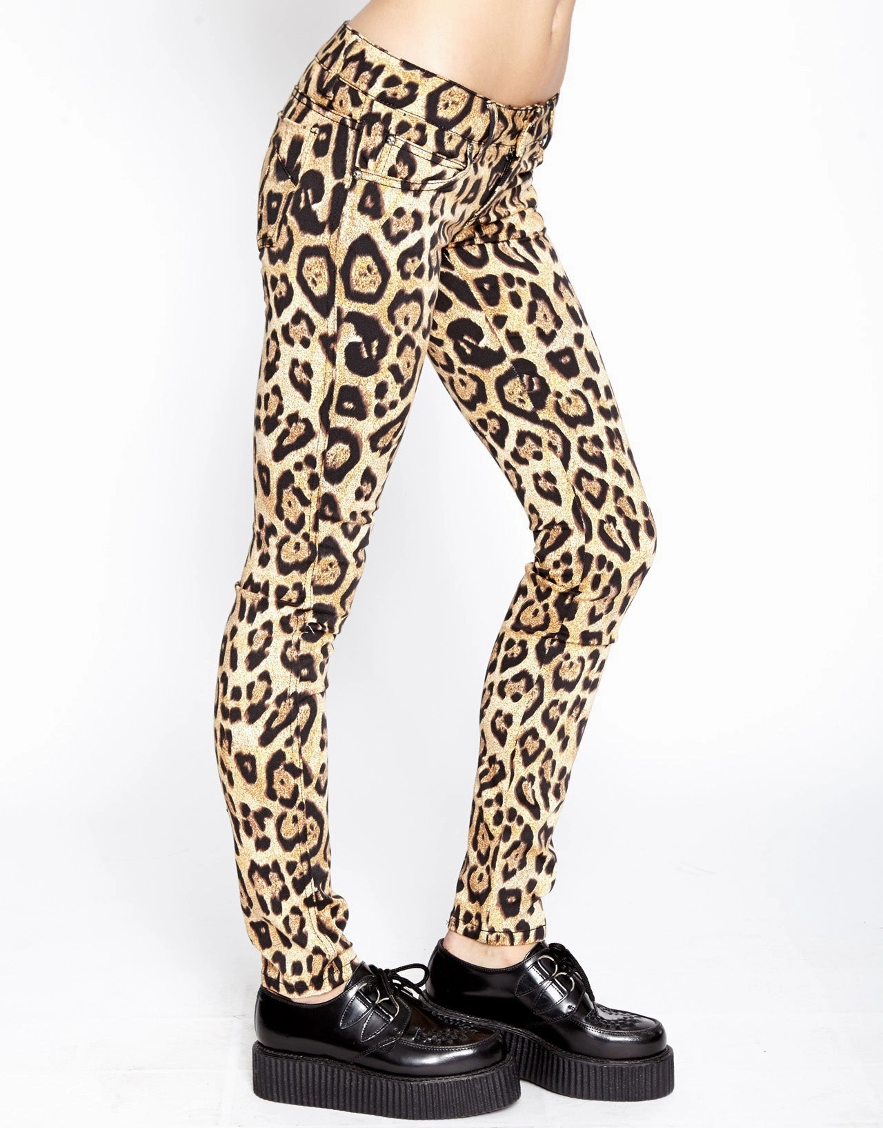StretchFabric T Back Jeans Leopard Print