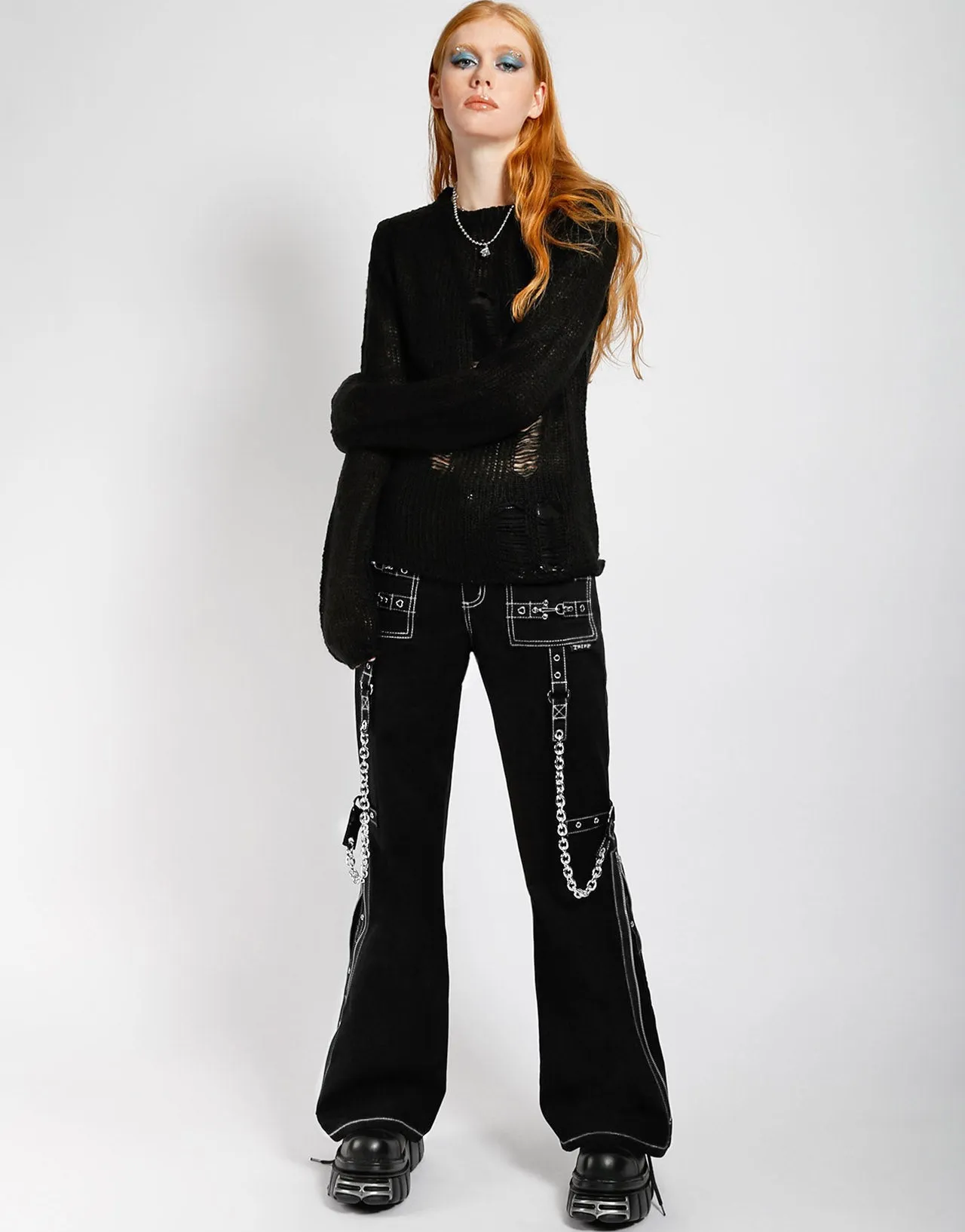 NIGHT PANT WHITE STITCH ElasticCuffs SeamlessConstruction