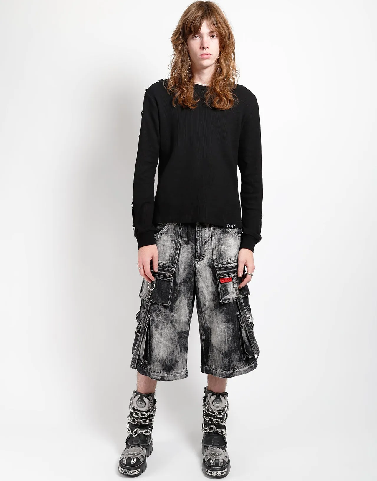 Sporty Look ZIP LOCK PANT STORM WASH BLACK DENIM