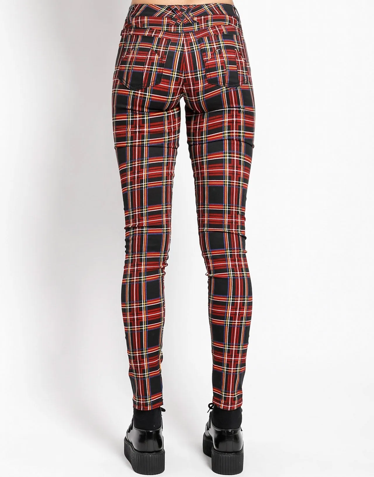 HIGH WAIST T-BACK JEAN BLACK PLAID Comfortable Design NonChafingLegs