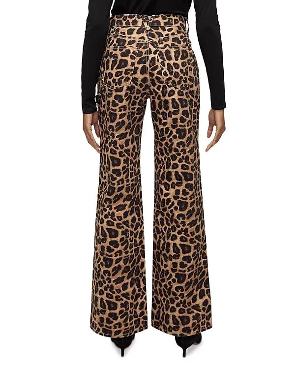 Minimalist Trendy Everyday Weekend Getaway Luxury Beach Day Taylor Wide Leg Jean Washed Leopard