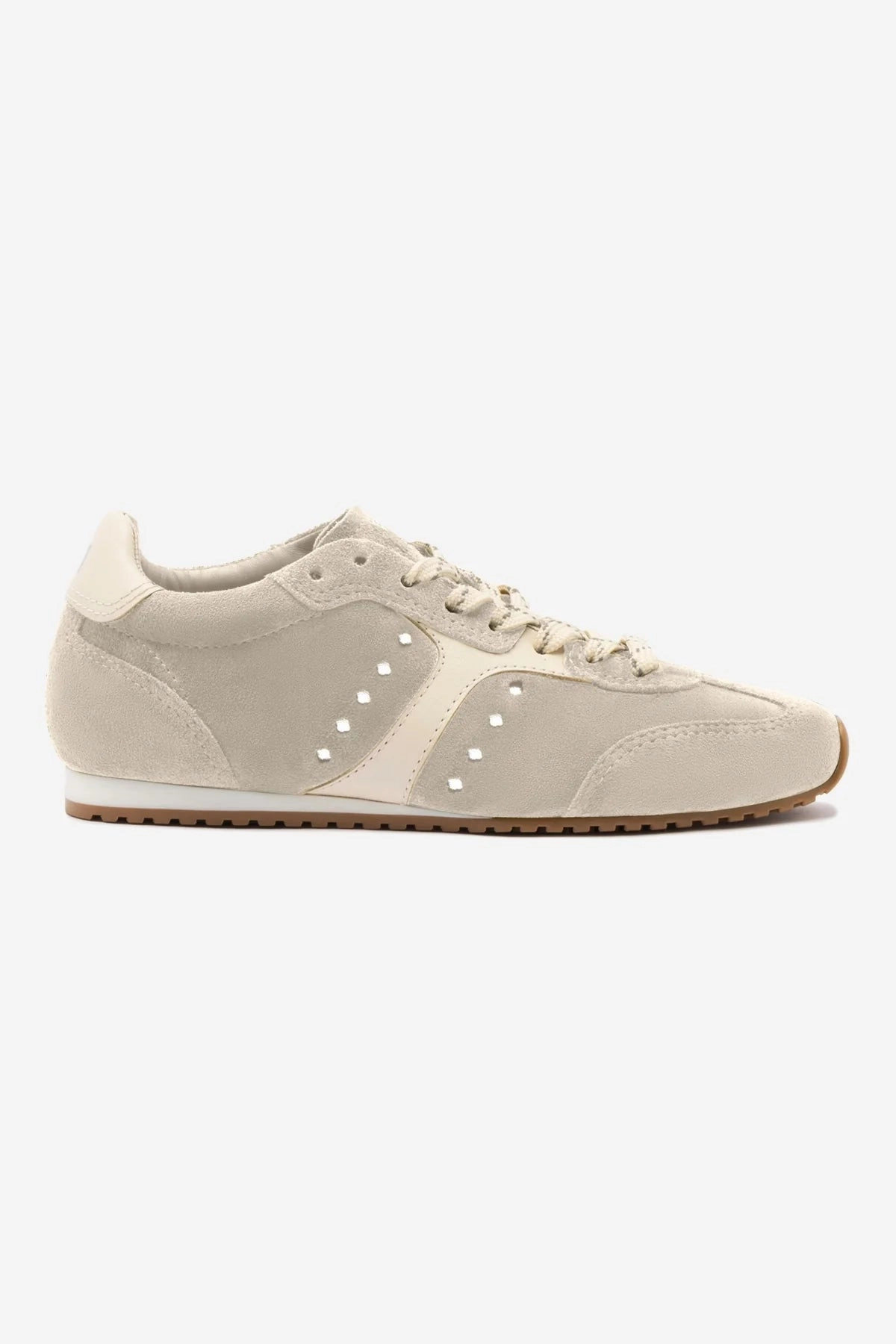 Stella Sneaker In Mushroom Grey Suede and Ivory Leather All Day Road Trip Anti Odor Technology
