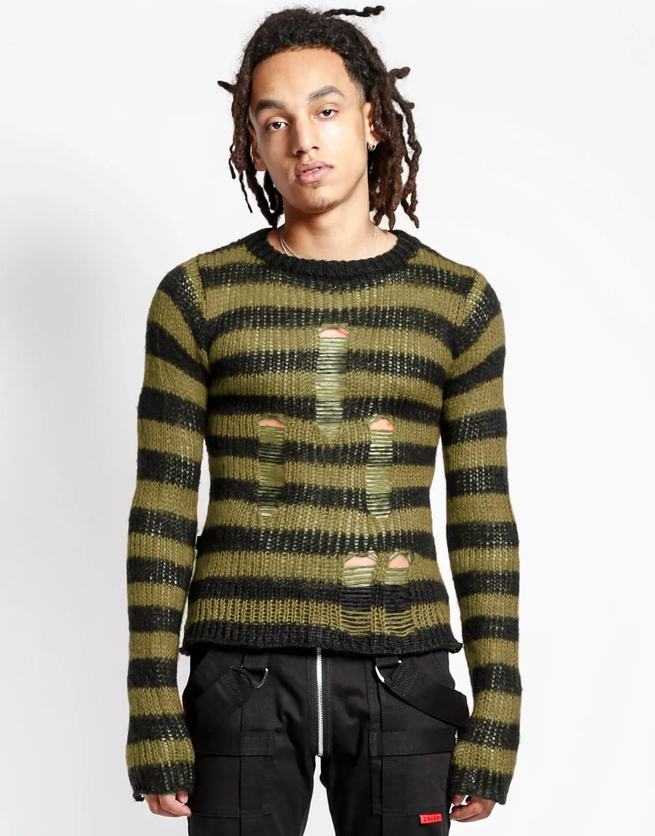 RAG STRIPE SWEATER ARMY Zero Waste Production Label ReinforcedEdges