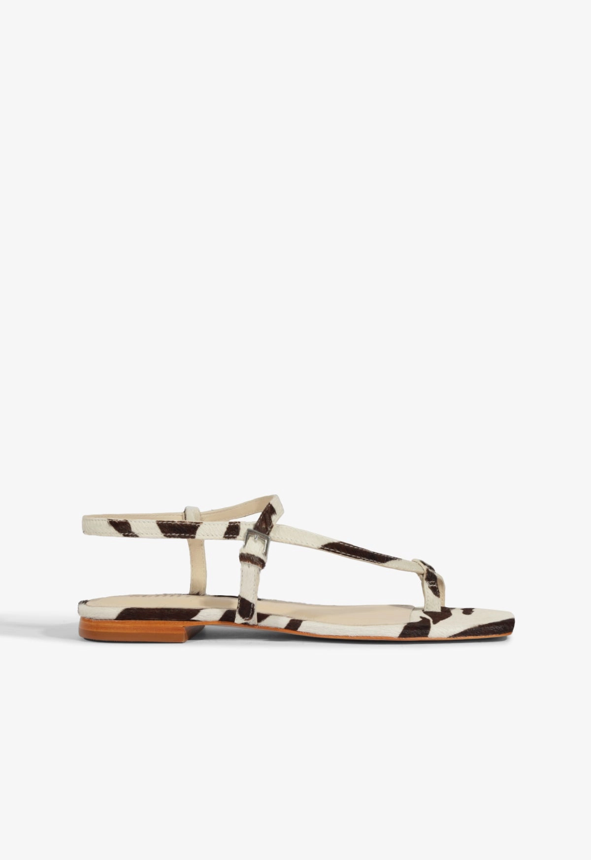 Comfort footbed Gloss Finish Lisa Animal Print Leather Flat Sandal